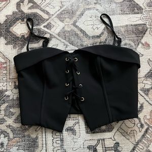 h:ours Black Corset Top Revolve